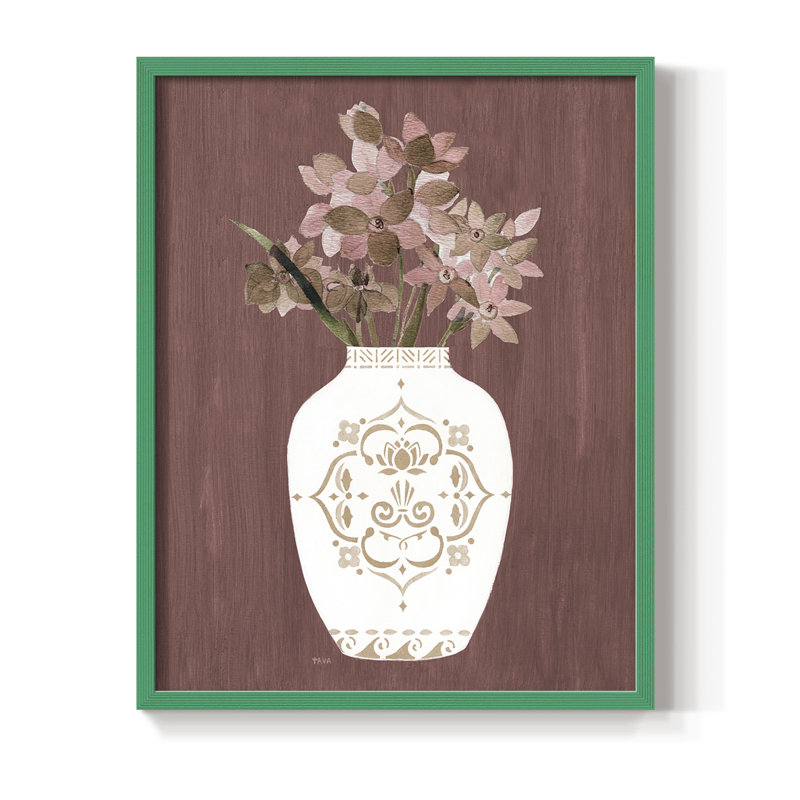 Romantiques fleurs I, reproduction encadrée - bois massif, Vert, H 11 po x l 9 po