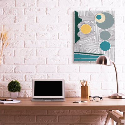 Geometric and Line Abstraction Modern Circular Shapes - Graphic Art on Canvas