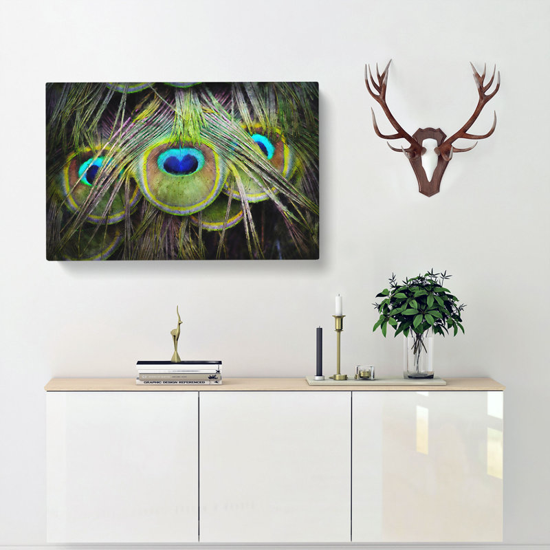 Peacock Feathers - Wrapped Canvas, 60cm H x 91cm W x 3cm D