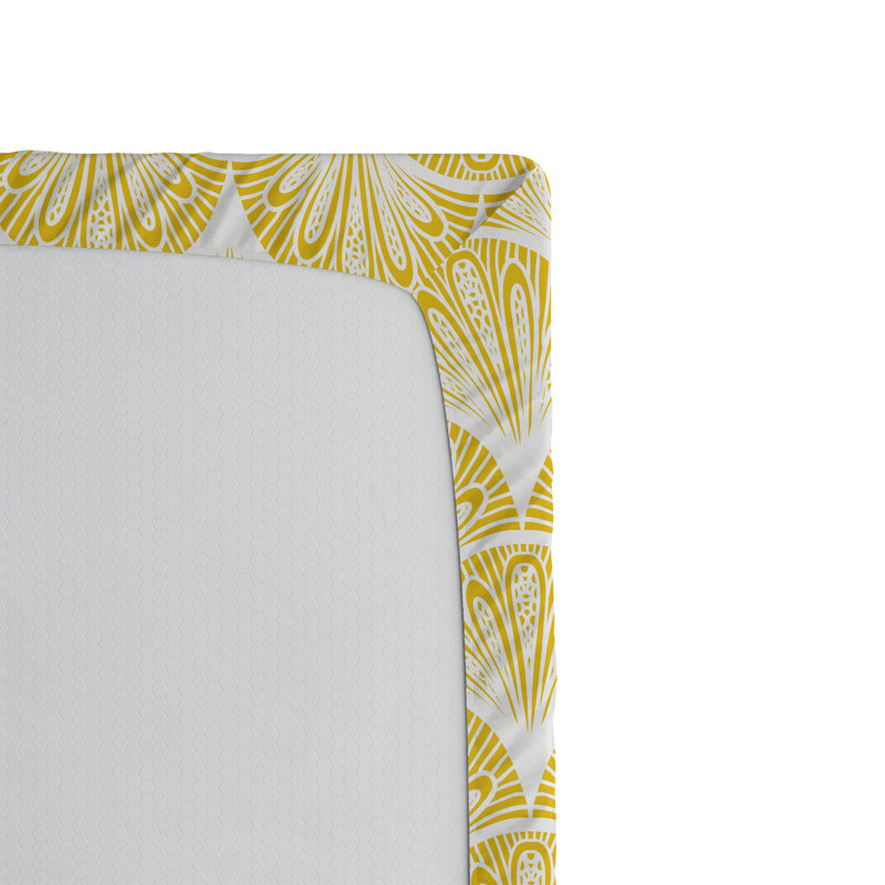 Drap-housse orange Ambesonne, Jaune terre / blanc festonné, Drap-housse de taille très grand