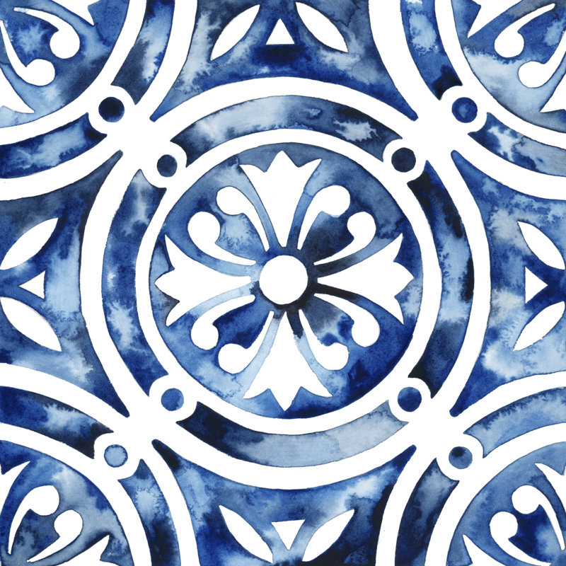 Cobalt Tile IV by Grace Popp - Wrapped Canvas Painting, 51cm H x 51cm W x 3.8cm D