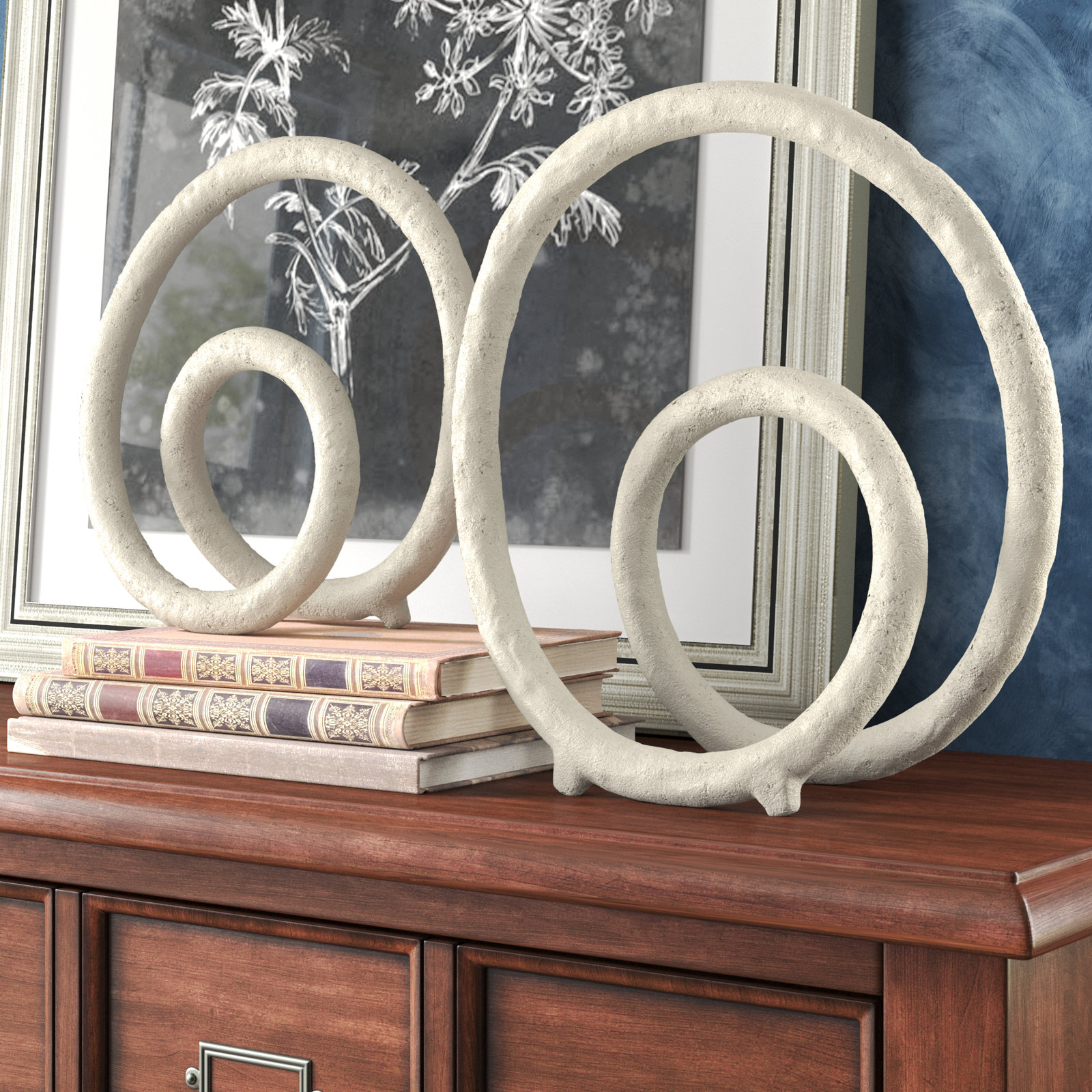 Aviel 2-Piece Sculpture, 13" H x 13" W x 3.5" D, White