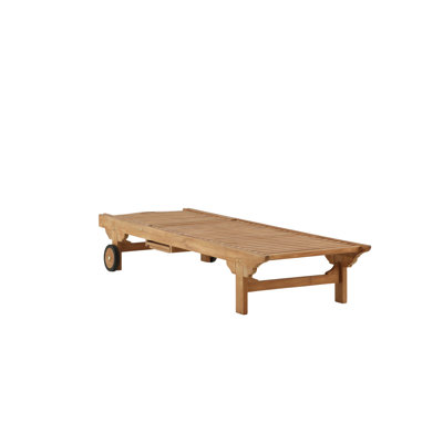 Vitti 65cm Long Reclining Teak Single Sun Lounger with Cushions