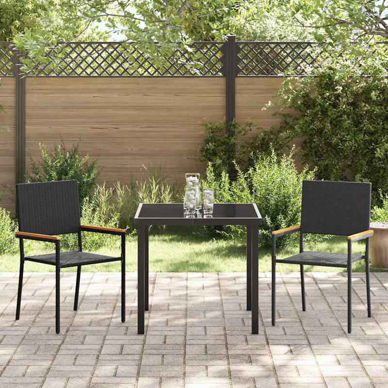 3 Piece Garden Dining Set, Black