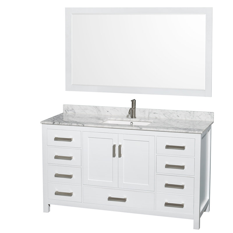 Sheffield 60" Single Bathroom Vanity Set with Mirror, Dark Gray, Single-Hole
