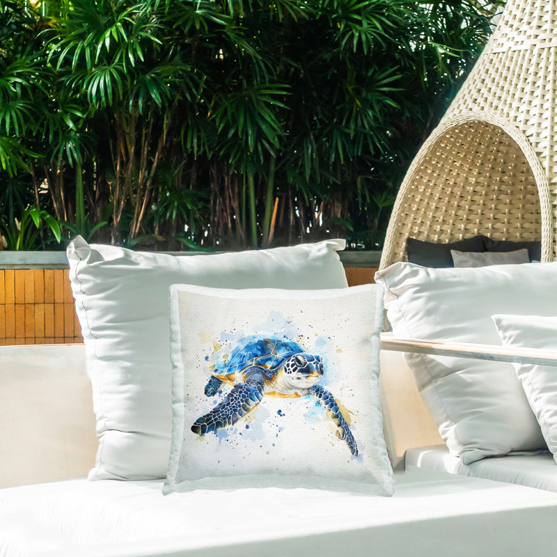 Coussin extérieur Graceful Swimmer Tortoise, imprimé par LSR Creative Studio