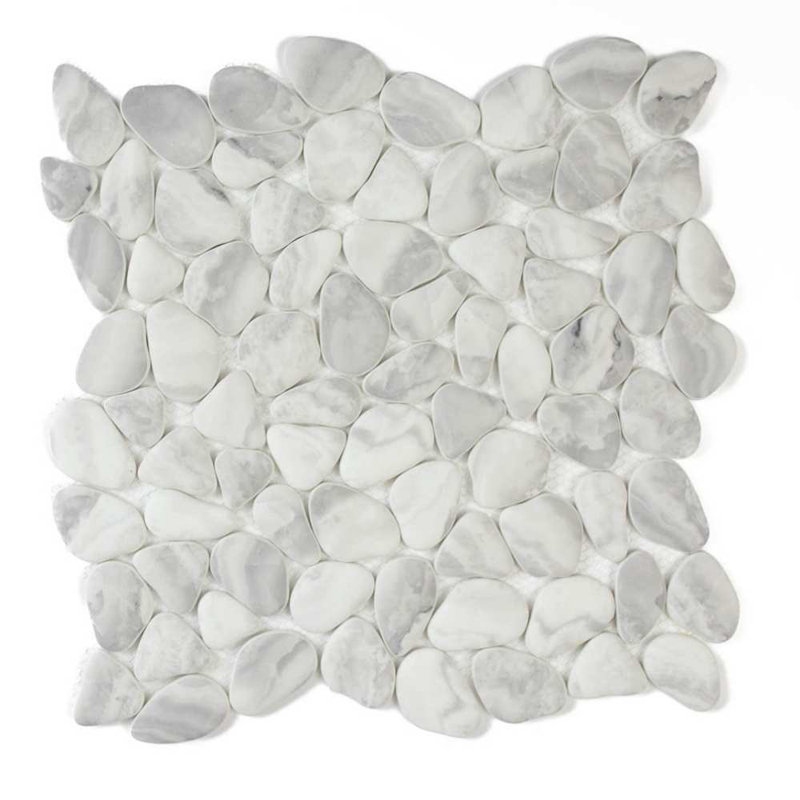 Huron Glass Pebbles Mosaic Tile, Glacier