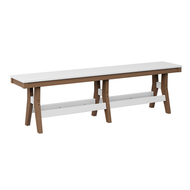 Harbor Outdoor Bench, 18" H x 66" W x 12.5" D, White/Antique Mahogany