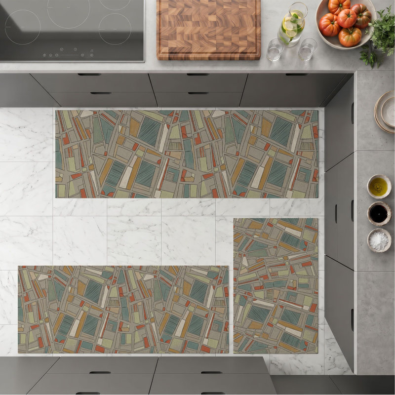 Tapis de cuisine géométriques lavables antidérapants