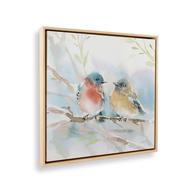 «Bluebird pair in Spring» par Katrina Pete - reproduction d'art sur toile tendue, H 36 po x l 36 po, Toile encadrée, Érable