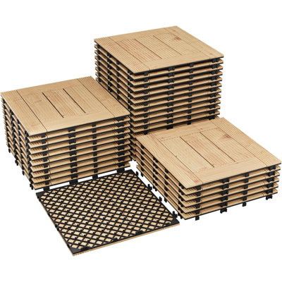 Carreaux de terrasse en bois entrelacés, installation facile par encliquetage
