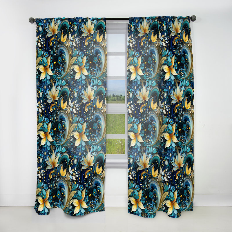 Motif cachemire Zen Tranquility Paisley I - Rideau floral obscurcissant - 1 panneau, L 52 po x L 90 po