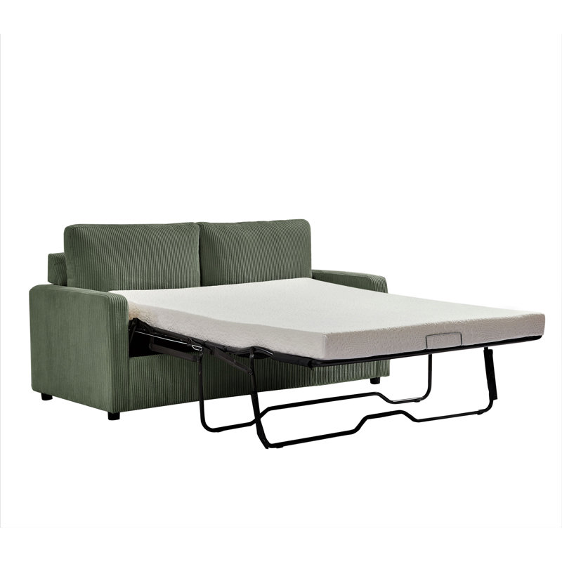 Dashly 70'' Upholstered Sleeper Sofa, Dark Green