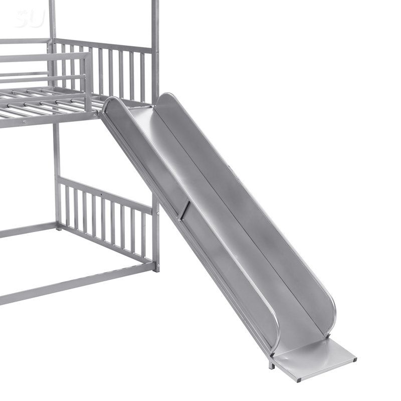 Lit simple superposé en métal avec glissière et escalier