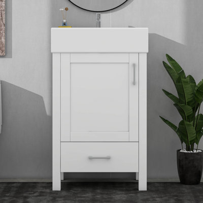 Meuble-lavabo moderne 20,28 po avec lavabo et tiroir en céramique