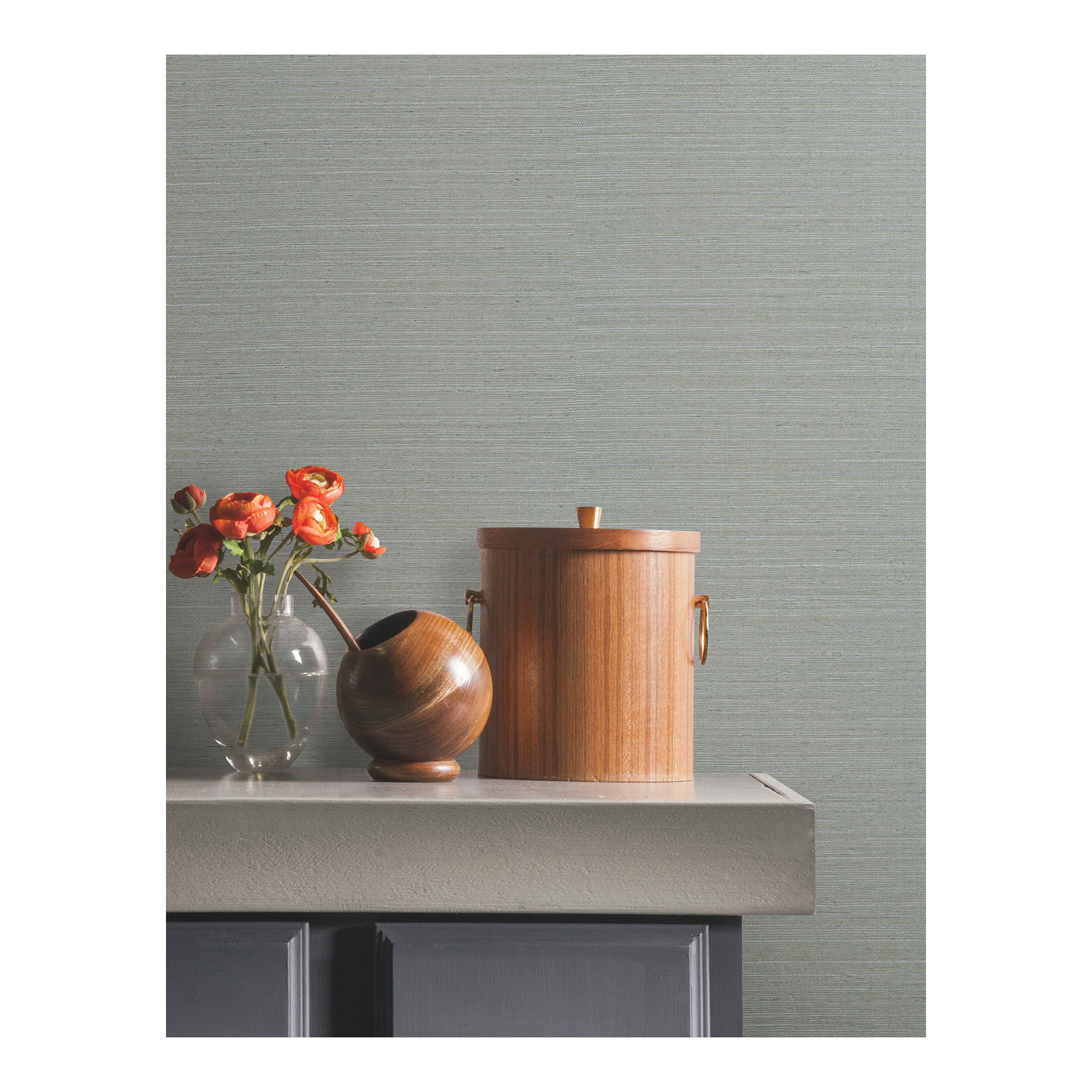Natural Sisal Peel and Stick Grasscloth Wallpaper, Slate