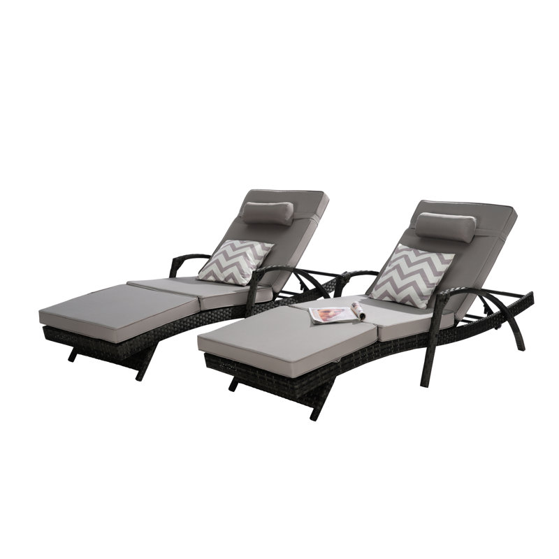 Reclining Chair For Outdoor Use - Gray + Cushion Foldable For Lawn, Poolside, Garden 600 Lbs Bearing Chairs With Cushions Metal Frame Patio, Garden, Beach Support