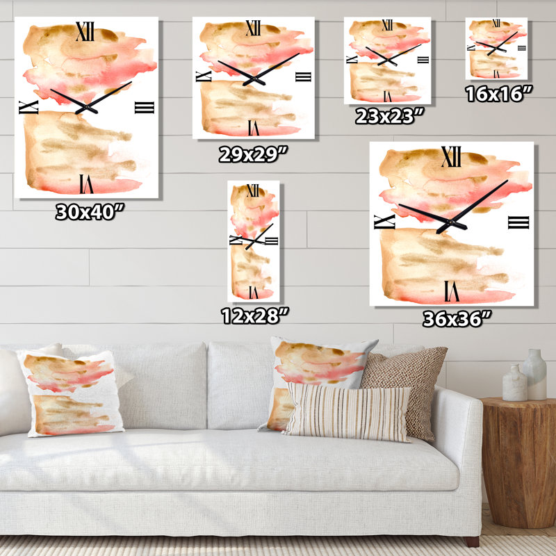 Horloge murale moderne rose, or, rouge et beige, Petit