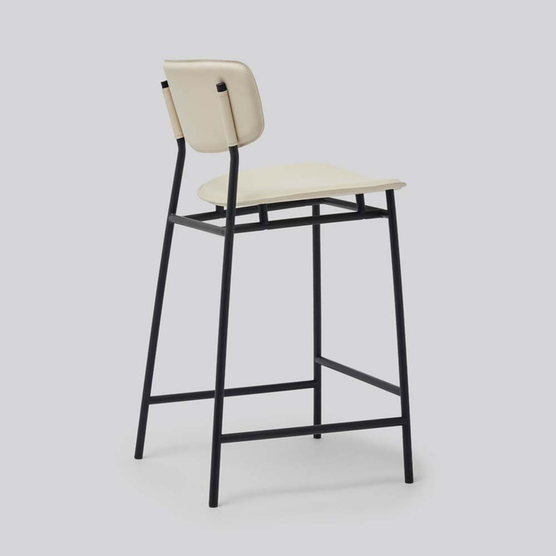 Albert Upholstered Counter Stool with Metal Frame, Macadamia