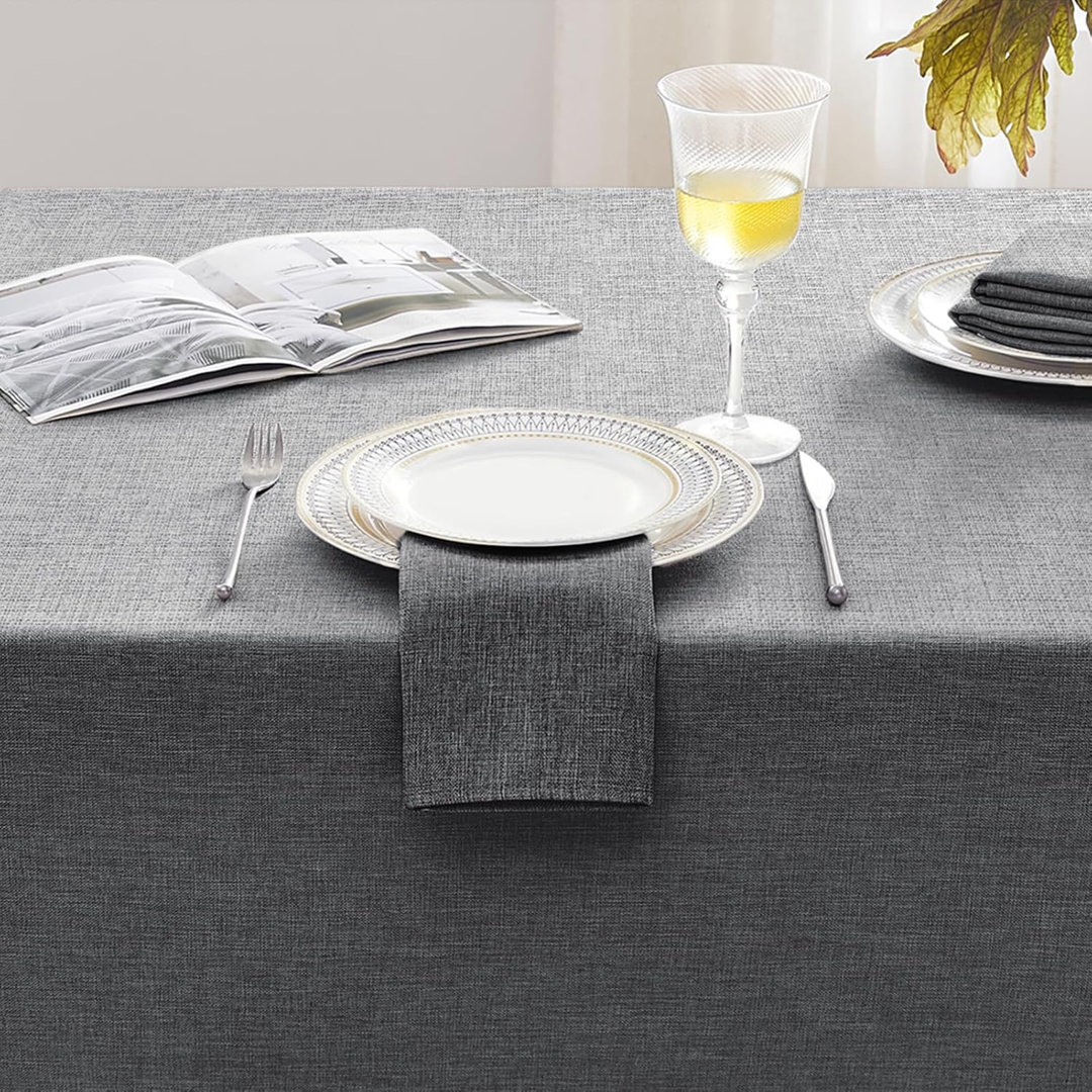 140×200cm Rectangular Faux Linen Wipeable Water Resistant Tablecloth
