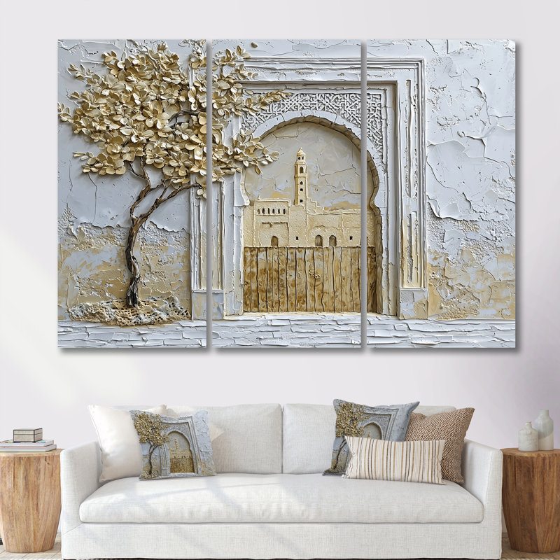Maroc, médina d'or de Fès - ensemble d'art mural Maroc, Toile tendue, H 32 po x l 48 po x P 1 po