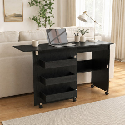 45.67 in. 4 in 1 Folding Sewing Table with Storage and Locking Casters