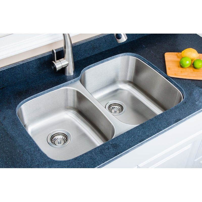 Craftsmen Series 32.125 " L Undermount Double Bowl Stainless Steel Kitchen Sink
