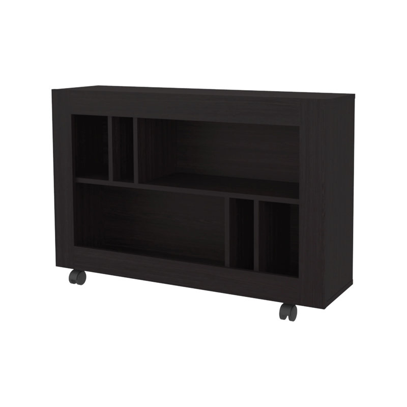 Console Table In Melamine With Open Storage, Wenge