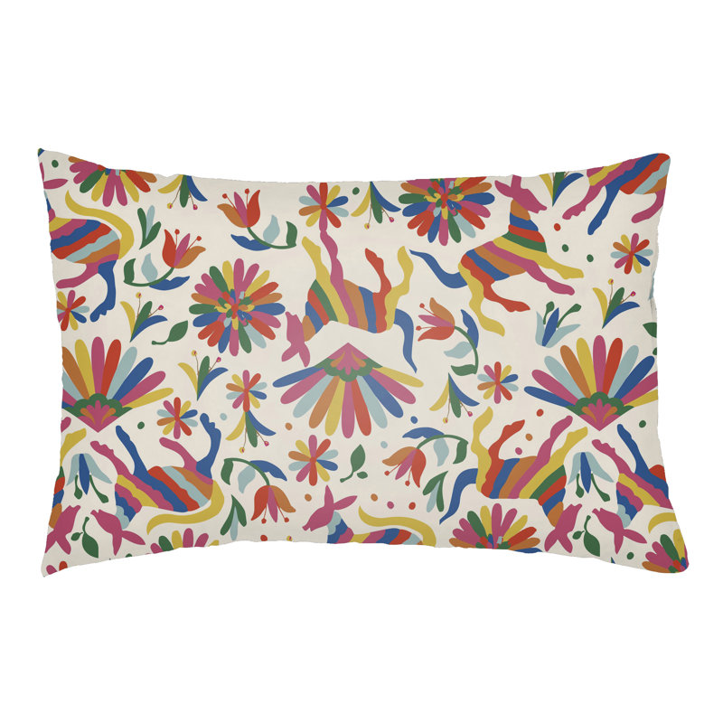 Lolita Pablo Indoor / Outdoor Lumbar Pillow, Poppy Red/Hot Pink/Dark Blue