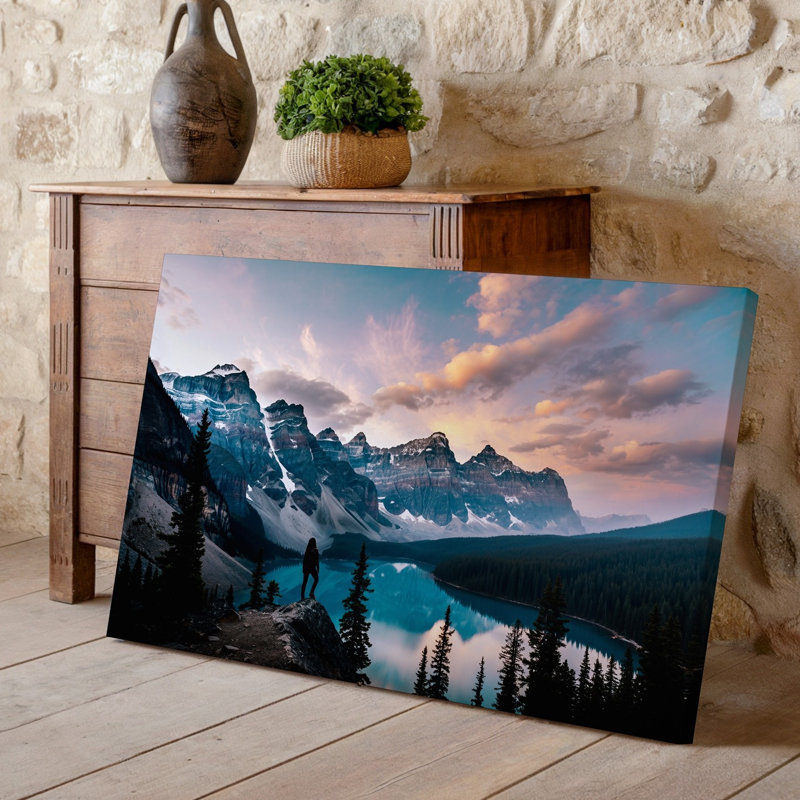Toile, "Un paysage de montagne serein au crépuscule", impressionnant, impressionnant, H 16 po x l 20 po