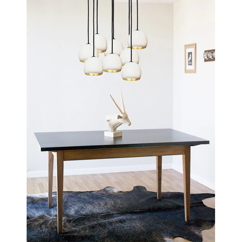 Leaf 8 - Light Chandelier, Black, White/Brass, 100" H x 22" W x 22" D