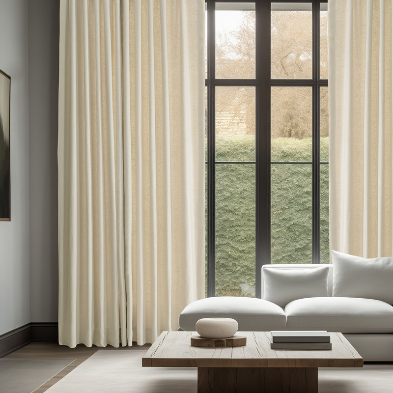 Briella French Linen Room Darkening Curtain, Ancient Ivory, 50" W x 84" L