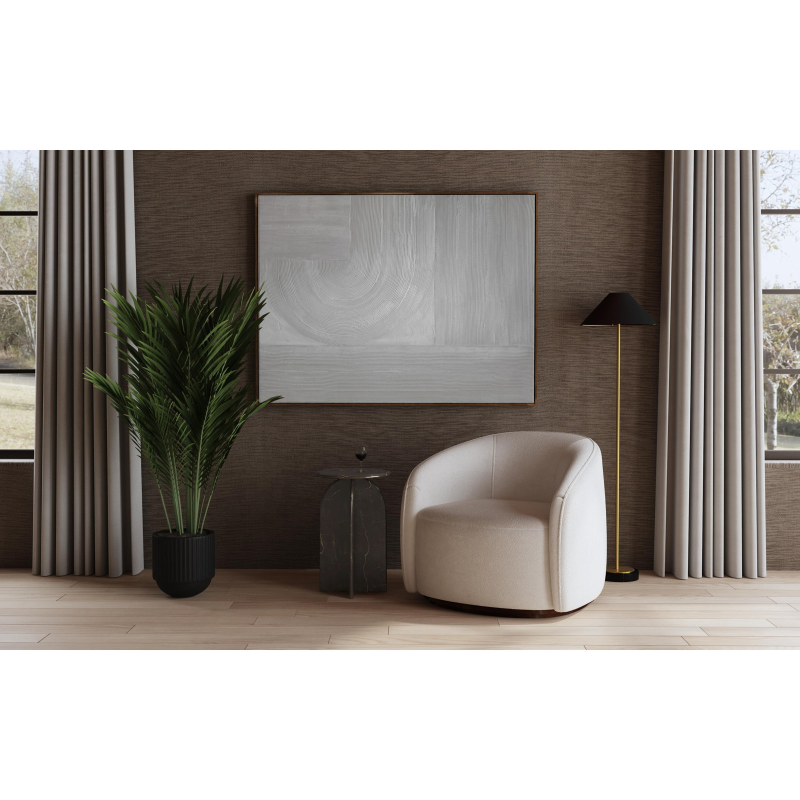 Aquitaine 16" Genuine Marble End Table, Brown