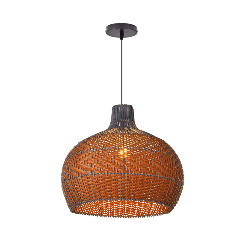 Luminaire suspendu en rotin à 1 lumière Brittanyann, H 19,68 po x l 19,68 po x P 19,68 po