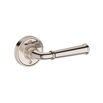 Dunsmoor Passage Lever with Recessed Round Rose in Satin Nickel