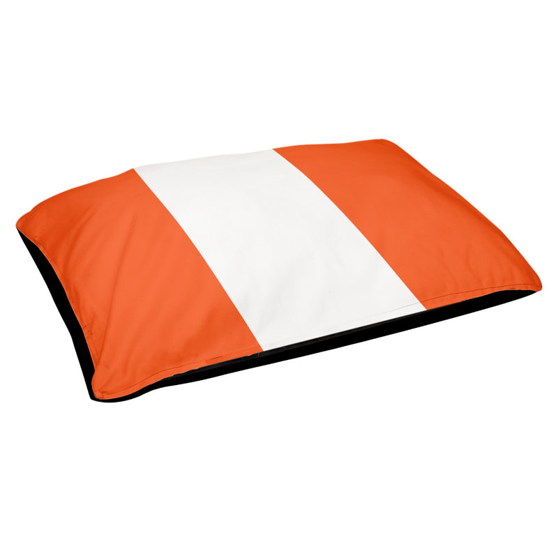 Coussin stylisé à rayures pour équipes de football, Moyen (L 30 po x l 40 po), Orange / blanc