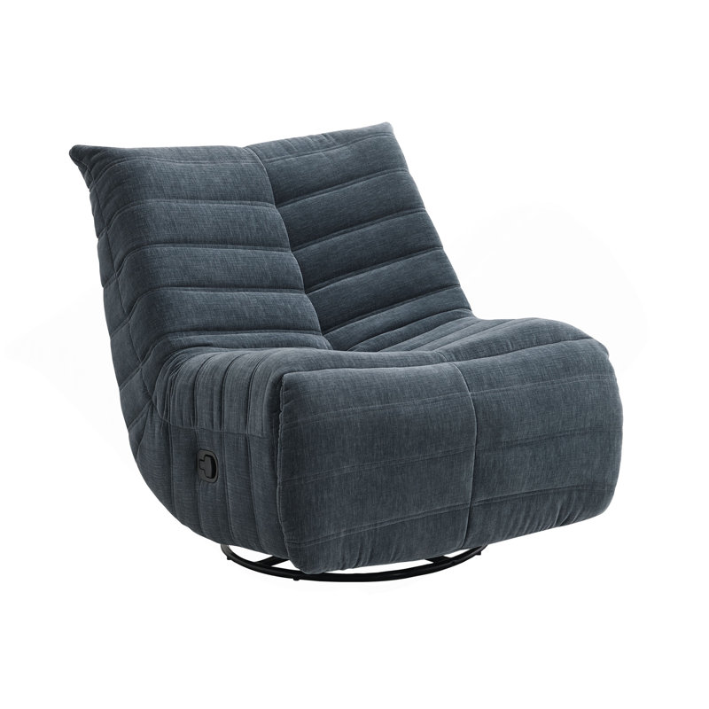 Talmon Shadow Chenille Glider Recliner With Swivel, Dark Gray