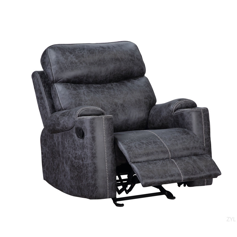 Fauteuil inclinable manuel en microfibre gris foncé avec porte-gobelet