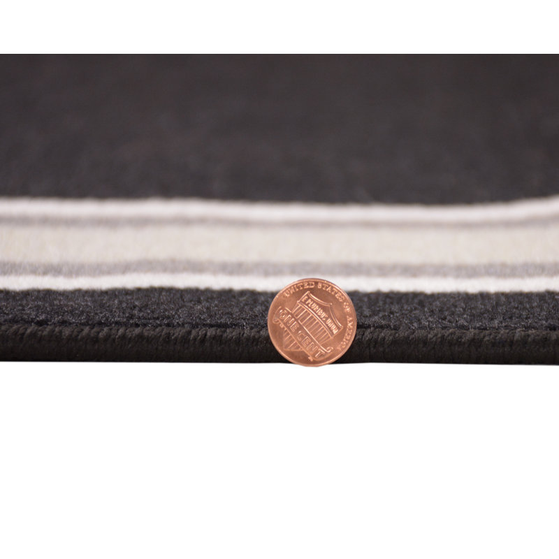 Solid Border Black Low Pile Slip Resistant Rugs, Runner 2'2" x 32'