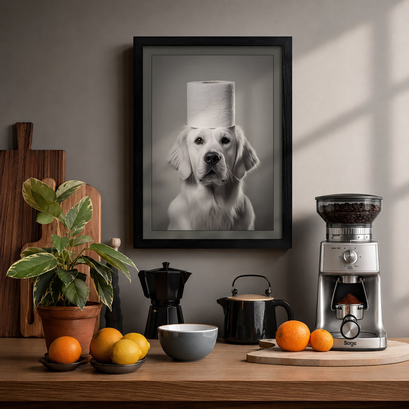 Toilet Paper Dog Modern - Print, A1 - 84.1 x 59.4 cm, Black