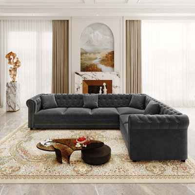 115.3 " Velvet L-Shaped Sofa Bed