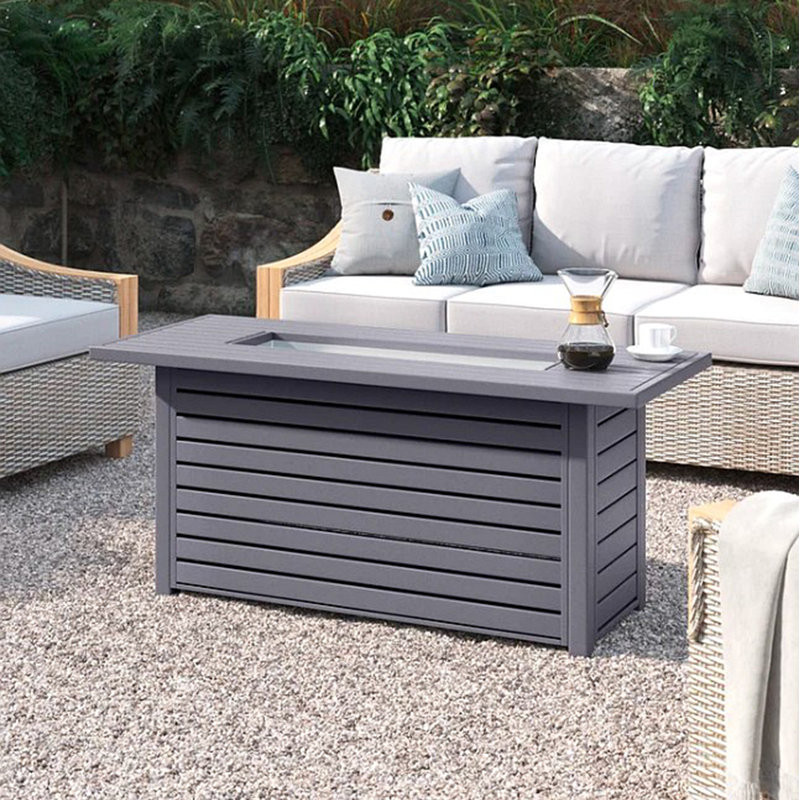 Steel Propane/Natural Gas Outdoor Fire Pit Table With Lid, Black