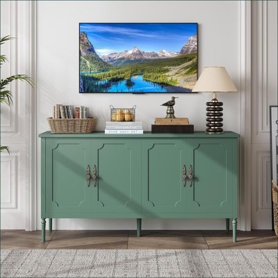 Buffet 59 po avec rangement, buffet moderne avec 4 portes et tablettes réglables, armoire à café Credenza pour la salle à manger, la cuisine ou le salon
