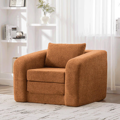 Canapé-lit convertible en chenille de 40 pouces avec accoudoirs, dossier et oreiller pour une utilisation polyvalente dans les petits espaces, confortable et élégant