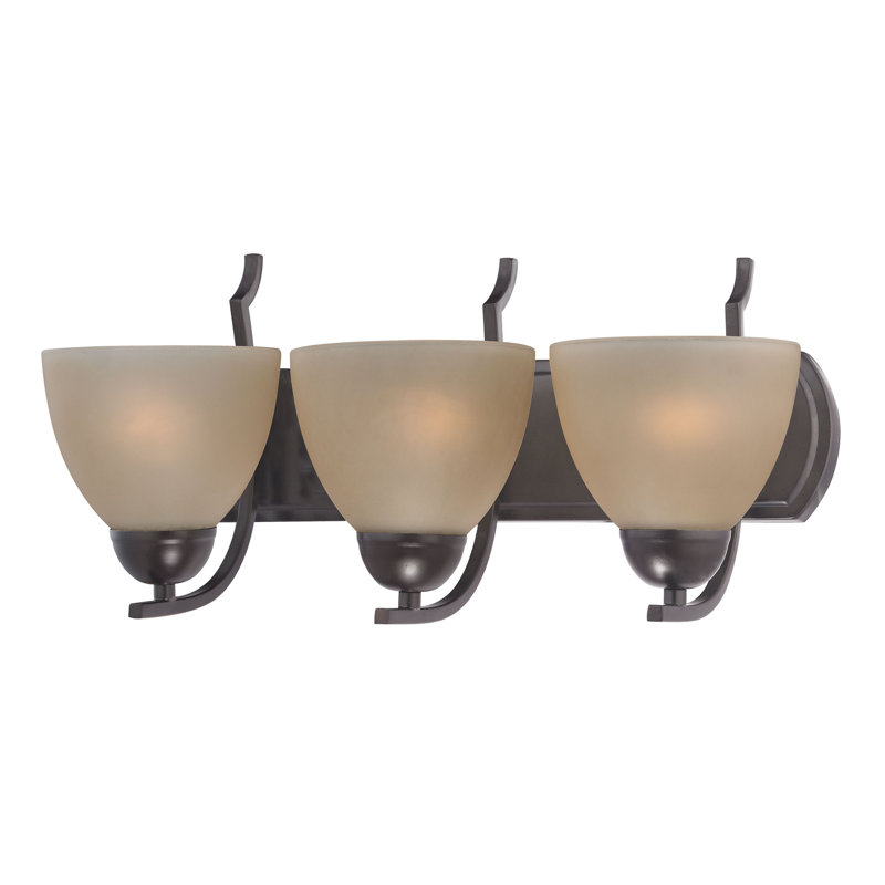 Éclairage pour salle de bain à 3 lumières de 20 po de large Kingston - Bronze huilé, 10" H x 20" W x 9" D, 3 Lights