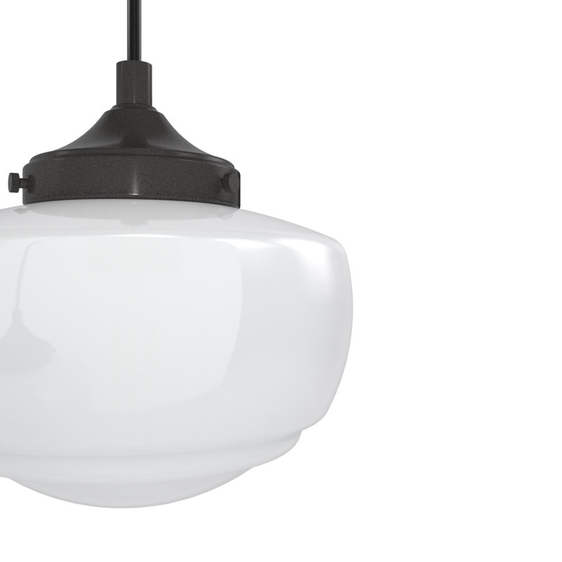 Saddle Creek 3 - Light Schoolhouse Cluster Pendant, Cased White, Noble Bronze