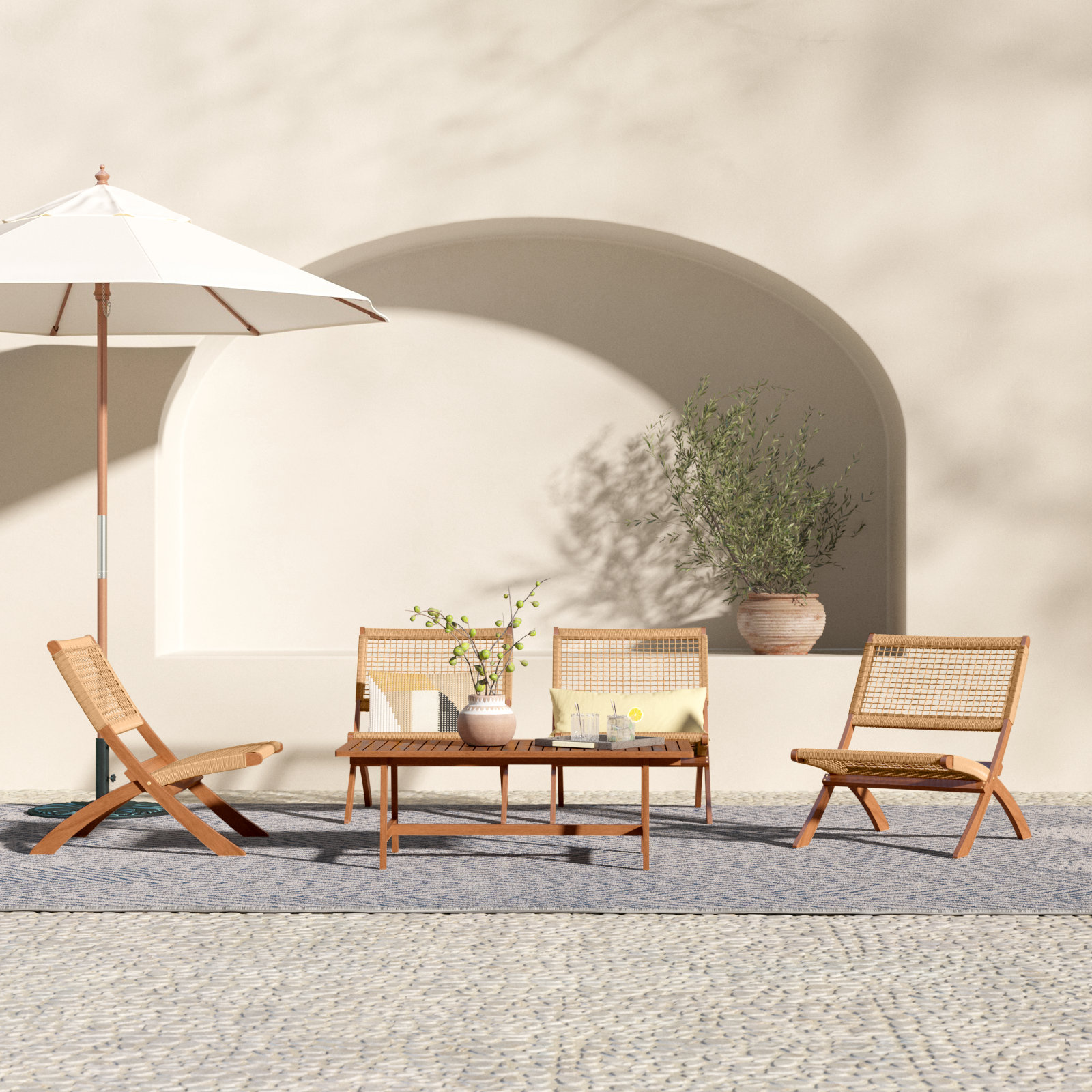 Kismet 5-Piece Armless Chairs Seating Group, Natural