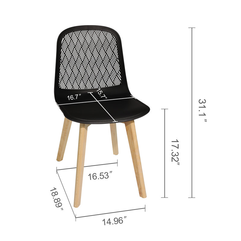 Chaise de salle à manger moderne en PP avec pieds en bois de hêtre, chaises de cuisine et de salle à manger SH-C, Noir
