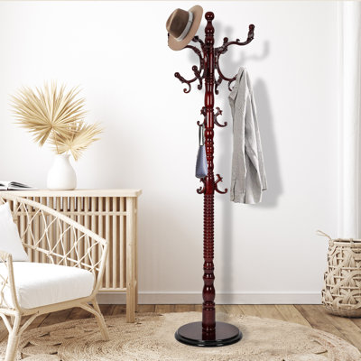Portemanteau en bois massif 73 po avec 14 crochets - Portemanteau autoportant pour entrée ou chambre
