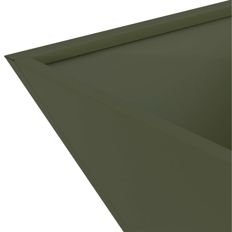 Garden Planter Decor Metal Trapezoidal Outdoor Modern Terrace Holder, Olive Green, 15cmH x 35cmW x 35cmD